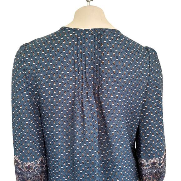 JOIE 100% Silk Rinjani Blouse in Teal Blue  Boho Peasant  SZ S - Picture 7 of 12